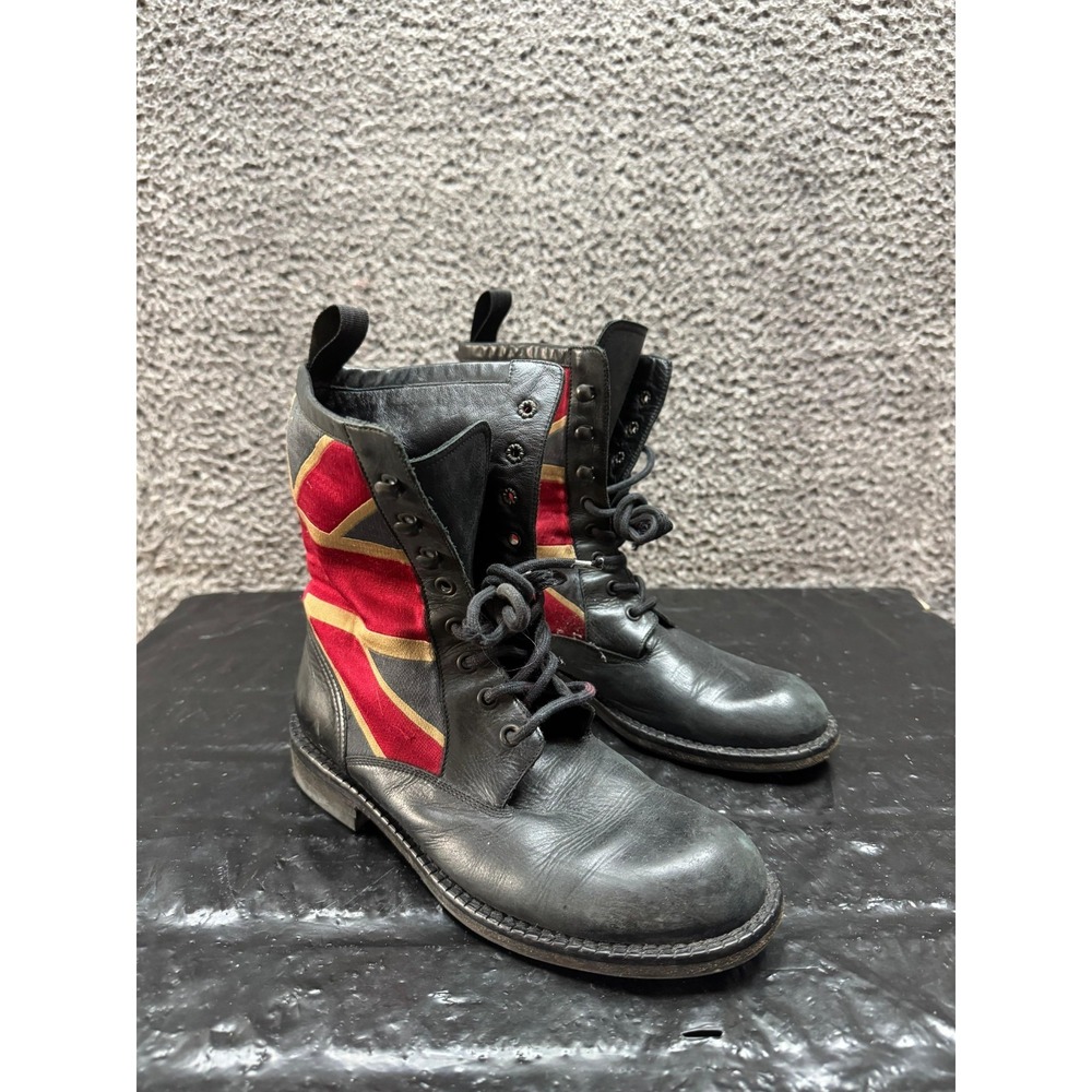 Materia Prima By Goffredo Fantini UK‎ Flag Leather Boots Black Womens Size 37